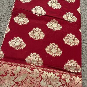 Banarasi silk saree with rich zari border in Red